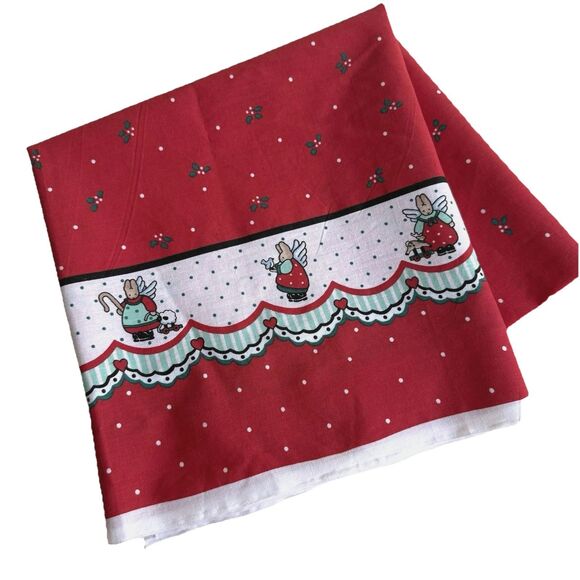 VTG Daisy Kingdom Honey Bunny Double Border Red Christmas Fabric Rabbit *READ* - Picture 1 of 7